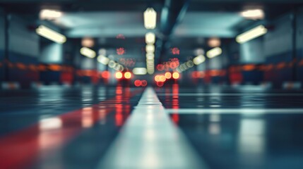 Defocused image of an open air car parking lot with urban patterns