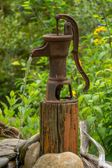 An old rustic water pump