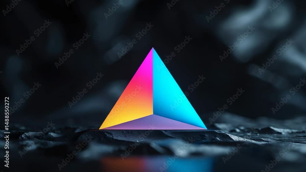 Poster design of a modern technology concept with a triangle pattern on an abstract black background, perfe
