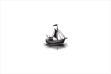 boat  silhouette with a simple, understated design set against a white background