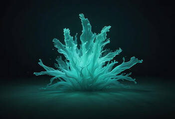 Abstract Teal Glowing Plant Form