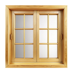 Obraz premium Elegant Golden Wooden Window Frame isolated on transparent white background, clipping path