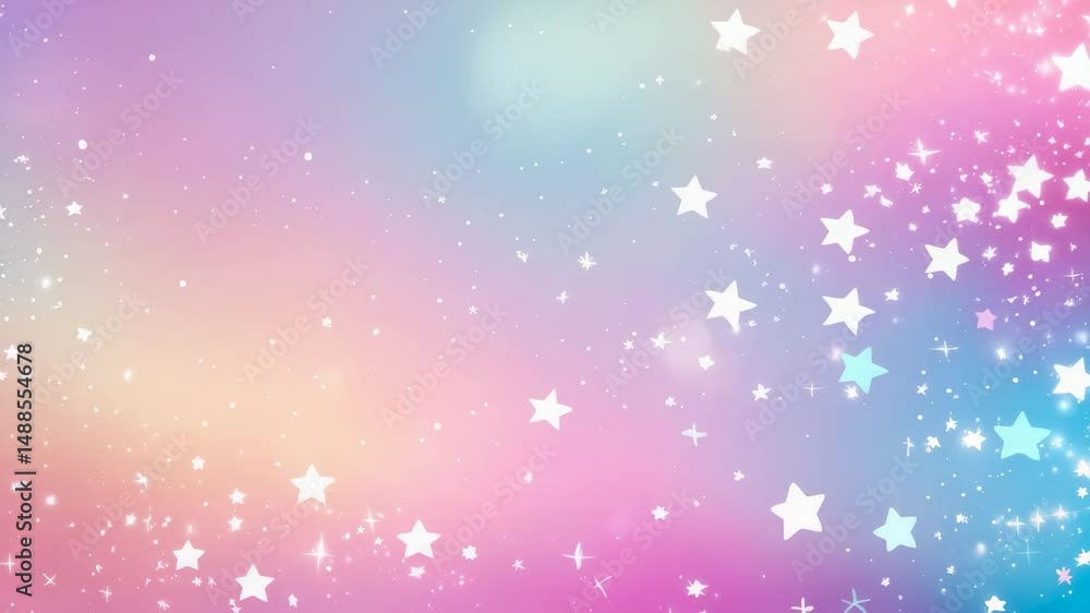 Poster abstract background in unicorn style adorned with bright stars