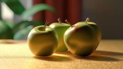 green apples on a wooden table