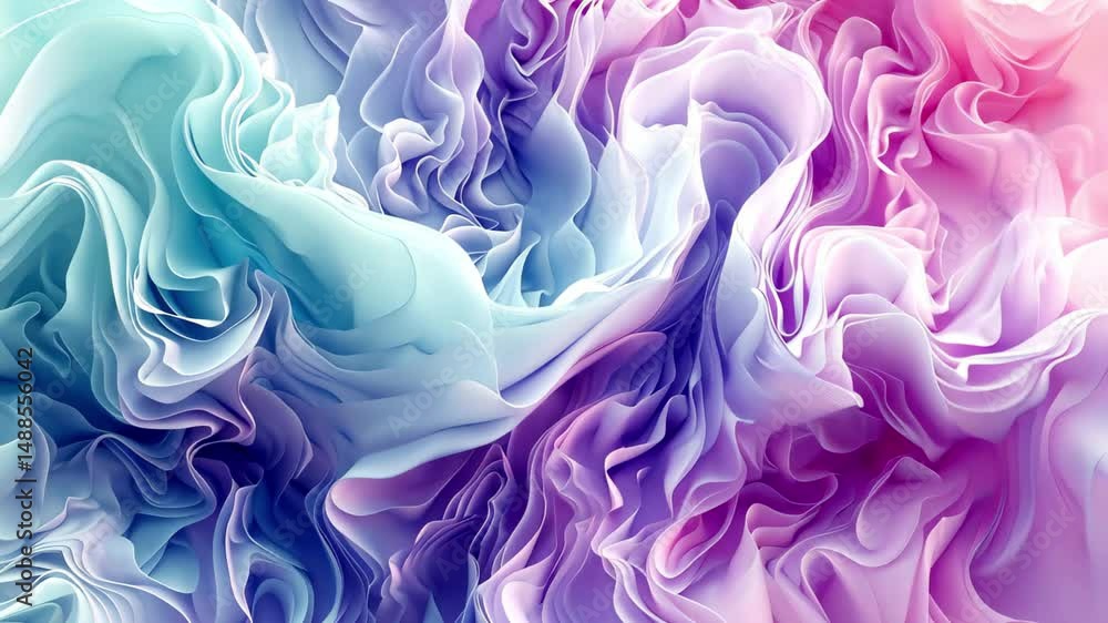 Poster soft flowing abstract patterns in vibrant colors showcasing motion and depth in artistic design
