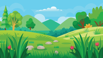 Obraz premium summer landscape with grass and mountains