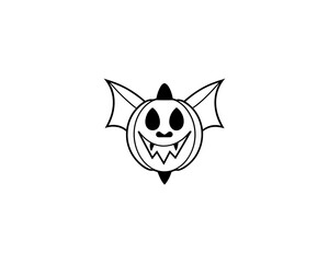 Spooky Halloween Jack-o’-Lantern with Bat Wings Vector  Scary Pumpkin Illustration on White Background.