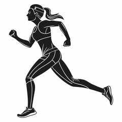 silhouette of a young woman running