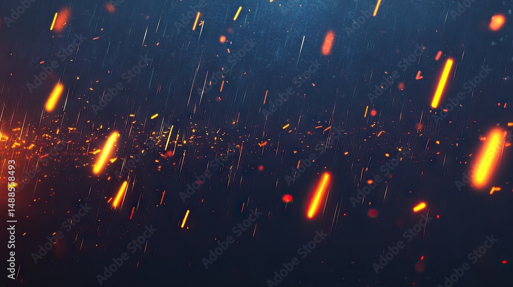 Poster abstract display of fiery sparks and particles against a dark background.