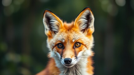 Fototapeta premium A Close-Up Portrait of a Red Fox with Striking Amber Eyes in a Natural Setting