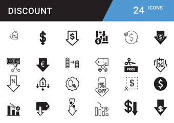 Discount Icons editable vector set  Sale, Offer, Coupon, Promotion, Price Tag, Deal, Cashback, Voucher, Shopping, Best Price, Special Offer, Flash Sale, Limited Time
