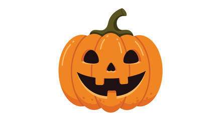 A vibrant orange pumpkin with a carved smiling face, symbolizing Halloween festivities. The cheerful expression and traditional design make it perfect for holiday decorations, spooky themes, or festiv