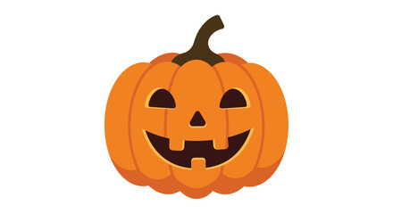 A vibrant orange pumpkin with a carved smiling face, symbolizing Halloween festivities. The cheerful expression and traditional design make it perfect for holiday decorations, spooky themes, or festiv
