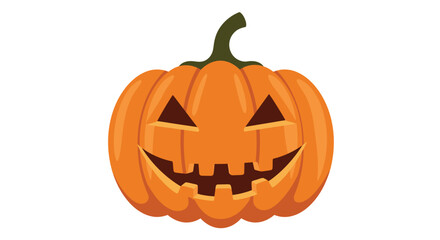 A vibrant orange pumpkin with a carved smiling face, symbolizing Halloween festivities. The cheerful expression and traditional design make it perfect for holiday decorations, spooky themes, or festiv