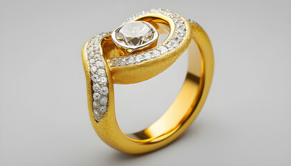 create an engagement ring that uses a frosted cheerio instead of a diamond, simple band with no accessory diamonds