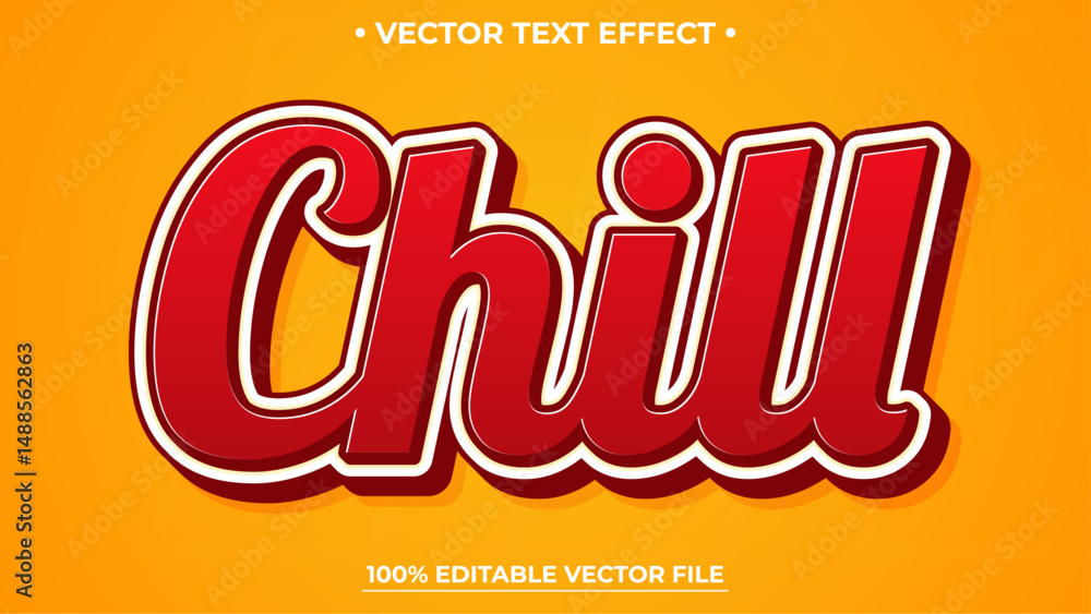 Poster chill text effect template with 3d style editable font effect
