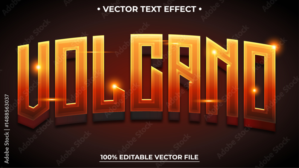 Poster 3d text effect realistic volcano editable and scalable vector text effect
