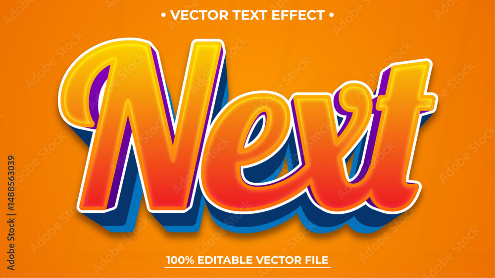 Poster editable text effect next colorful gradient bold template style premium vector