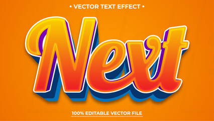Editable text effect Next Colorful Gradient Bold template style premium vector
