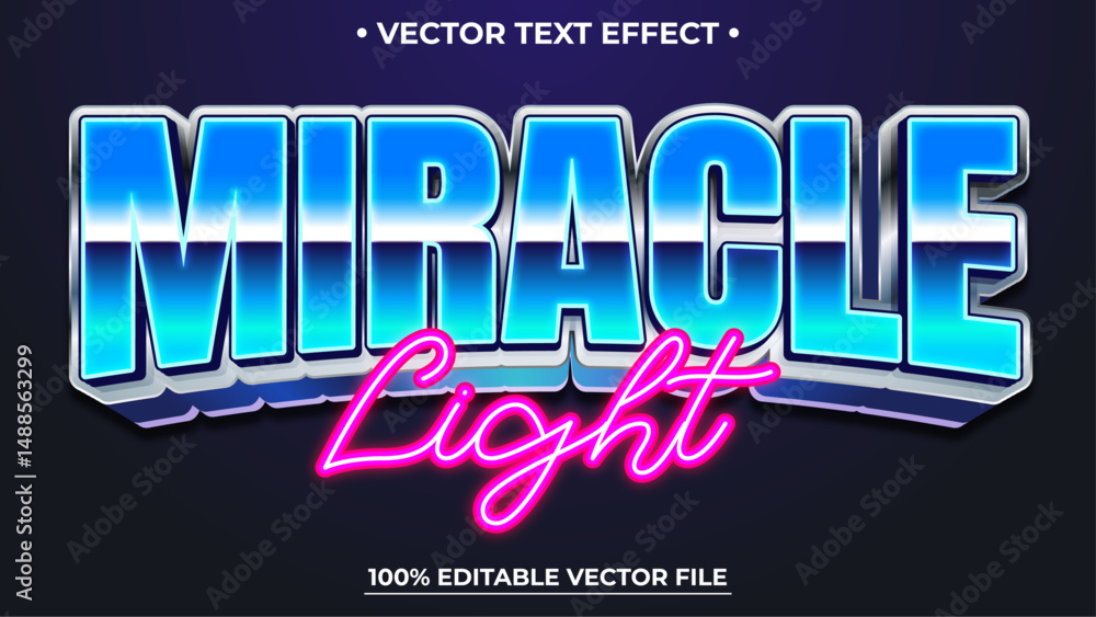 Poster editable text effect miracle light 3d template gradient style