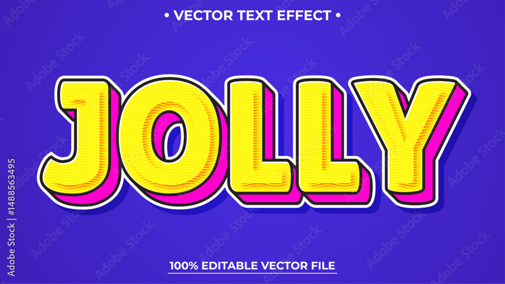 Poster retro jolly 3d editable text effect bright color font style, 90s effect