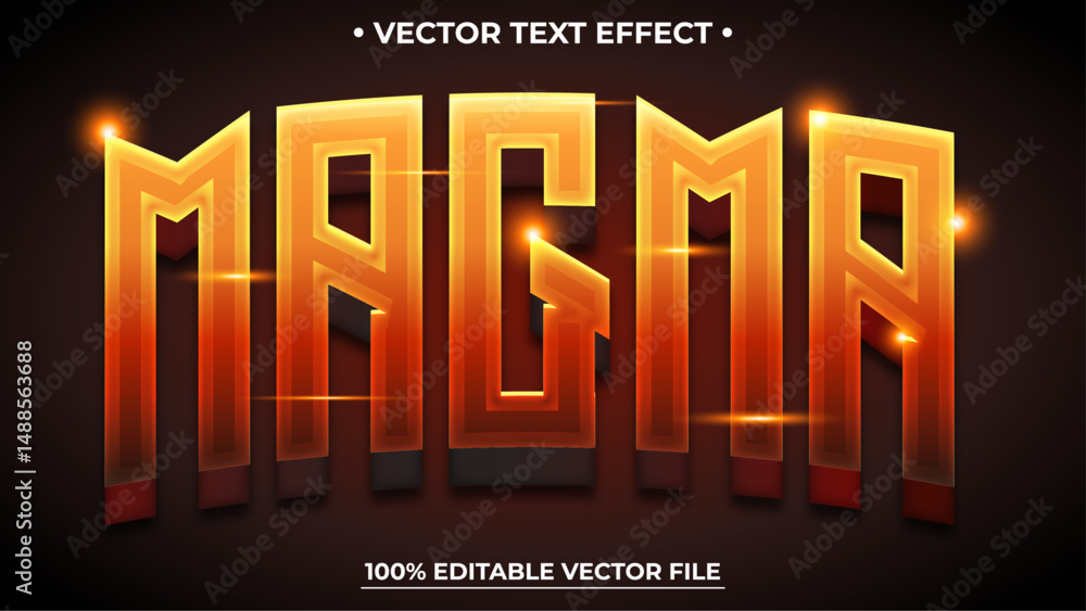 Poster 3d text effect realistic magma editable and scalable vector text effect