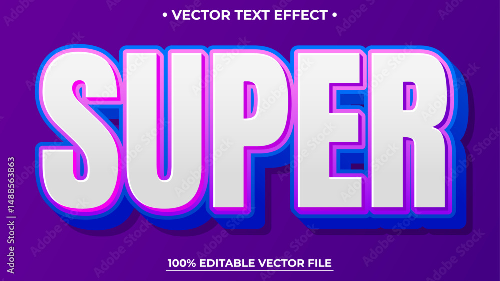 Poster super bold 3d editable text effect colorful gradient style
