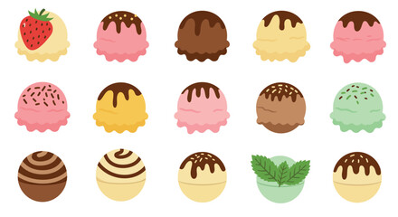 Cartoon Ice Cream Cone and Cup Dessert Set – Strawberry, Chocolate, Pistachio