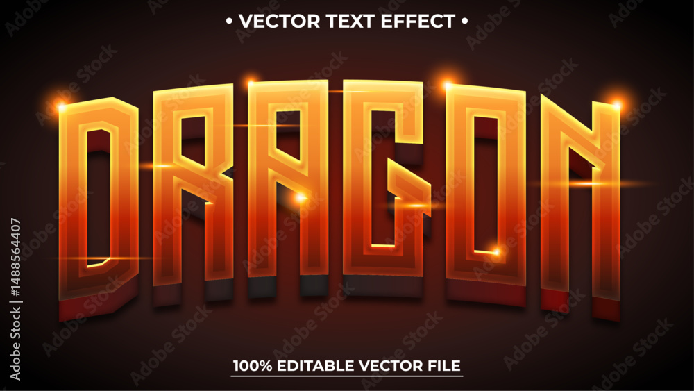 Poster 3d text effect dragon editable and scalable vector text effect