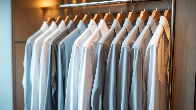 Wardrobe showcasing shirts.