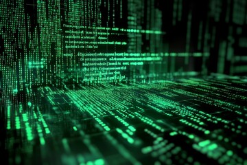 A captivating visualization of green coding on a dark background.