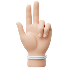 Cartoon hand showing number two isolated on a transparent background