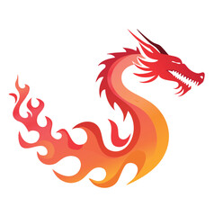 Fiery red dragon s shape flame design