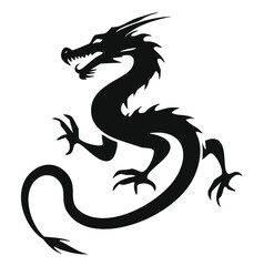 Powerful black dragon silhouette mythical creature design