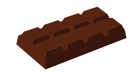 Digital artwork of a chocolate bar with visible segments, set against a clean white backdrop, showcasing rich detail and tempting appearance.

