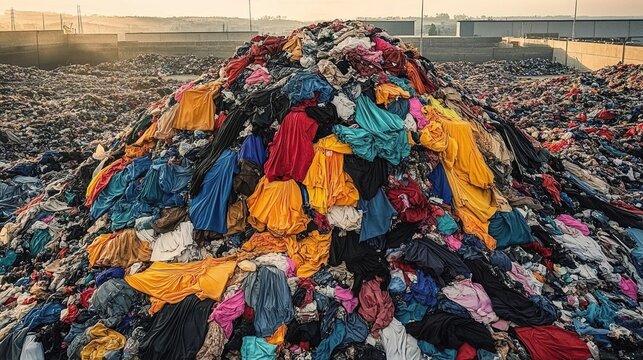 Pile of Discarded Clothing at a Landfill