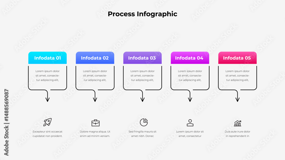 Aufkleber Infographic showcasing a process flow. Ideal for business or educational use, representing workflows, business models, and step-by-step information effectively