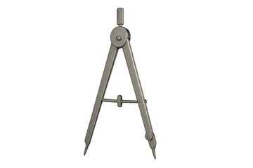 Metallic compass resting on clear surface, highlighting precision engineering for technical drawing and geometric mapping