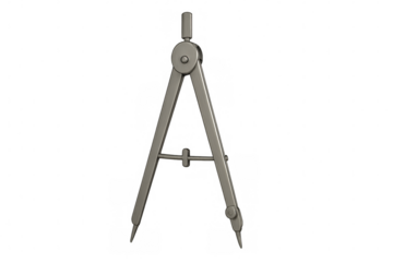Metallic compass resting on clear surface, highlighting precision engineering for technical drawing and geometric mapping