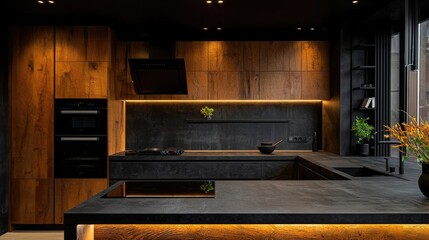 Modern Dark Wood Kitchen Design Sleek and Sophisticated Interior