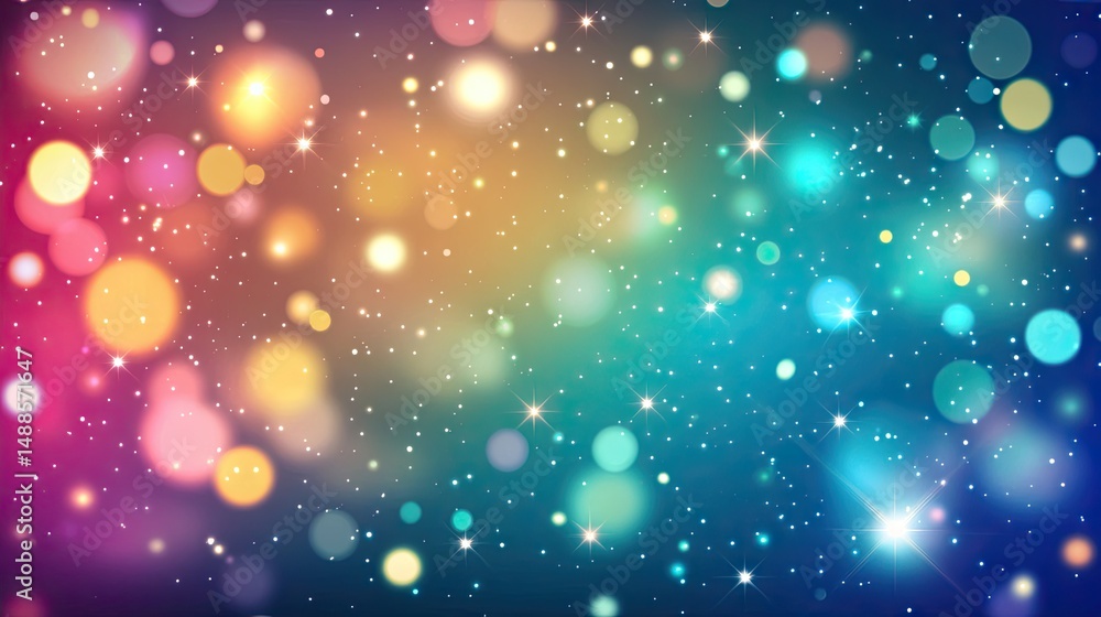 Poster vibrant bokeh effect with colorful lights.