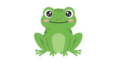 Playful and adorable cartoon illustration of a cheerful green frog with big round eyes, perfect for educational, children's, or nature-themed content, conveying joy, innocence, and a vivid connection 