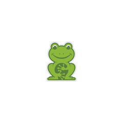 Cute green cartoon frog, a happy amphibian illustration