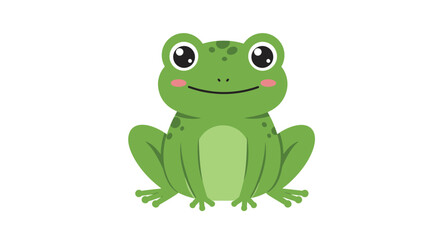 Playful and adorable cartoon illustration of a cheerful green frog with big round eyes, perfect for educational, children's, or nature-themed content, conveying joy, innocence, and a vivid connection 