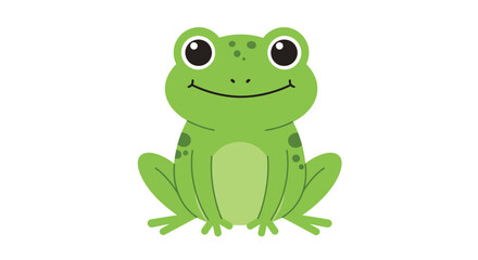 Playful and adorable cartoon illustration of a cheerful green frog with big round eyes, perfect for educational, children's, or nature-themed content, conveying joy, innocence, and a vivid connection 
