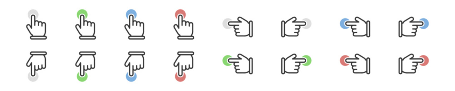 Press icon set. Push dinger graphic symbol. Simple icons touch. Click icon in vector design style