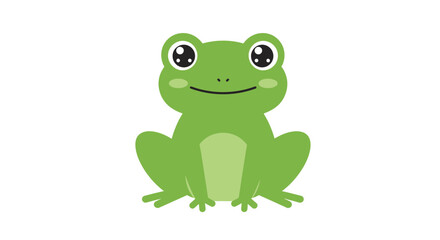 Playful and adorable cartoon illustration of a cheerful green frog with big round eyes, perfect for educational, children's, or nature-themed content, conveying joy, innocence, and a vivid connection 