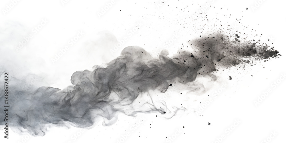 Poster ethereal wisps of smoky tendrils dance against a serene white background, creating an abstract visua