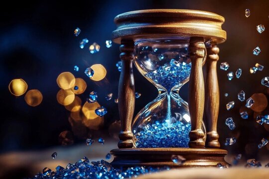 Close-up of an hourglass showcasing the swift passage of time.