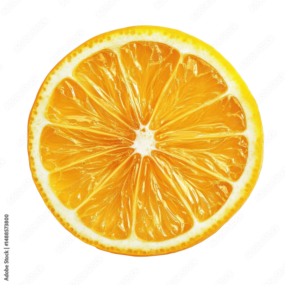 Poster vibrant lemon slice isolated on transparent background showcasing fresh citrus texture and color, le